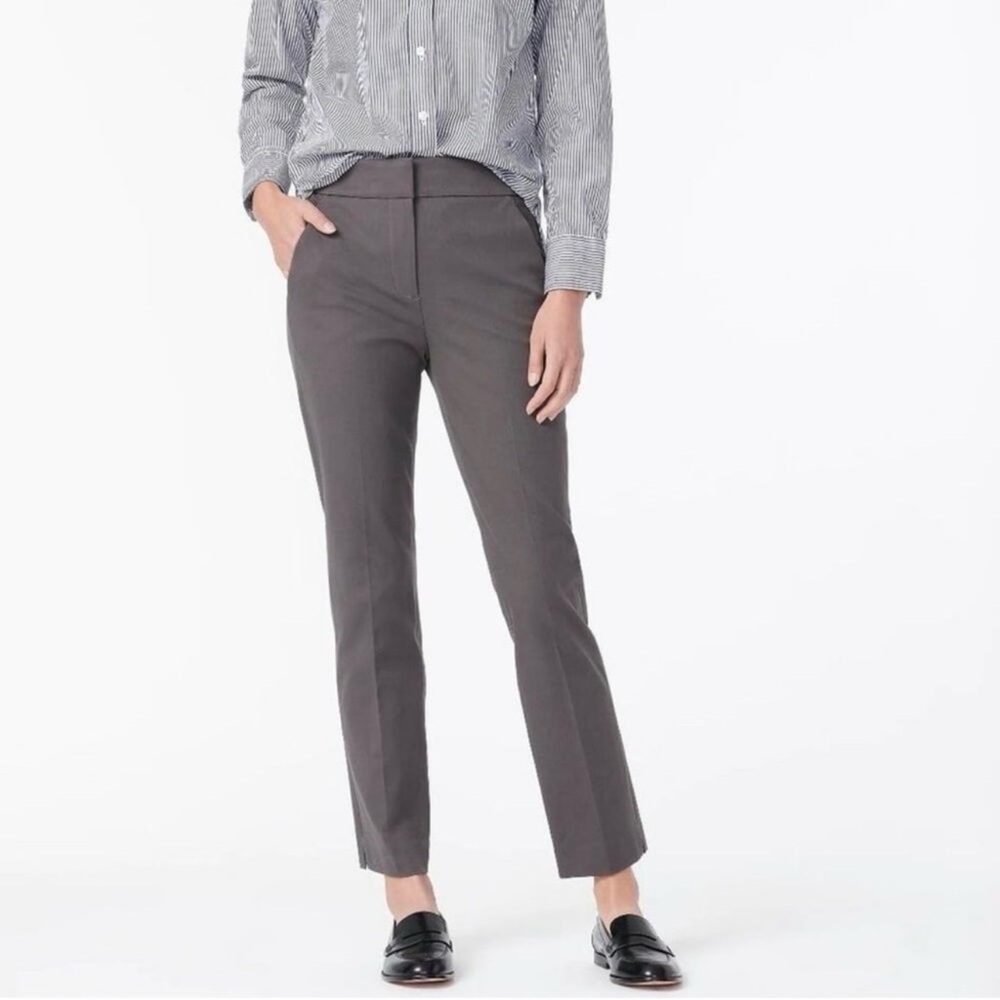 {J. Crew} "Remi" Short Petite Gray Straight Leg Ankle Ponte Dress Pants